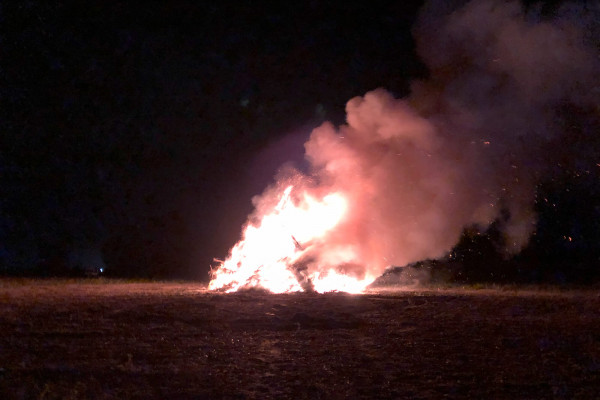 The bonfire at Kenninghall fireworks 2021